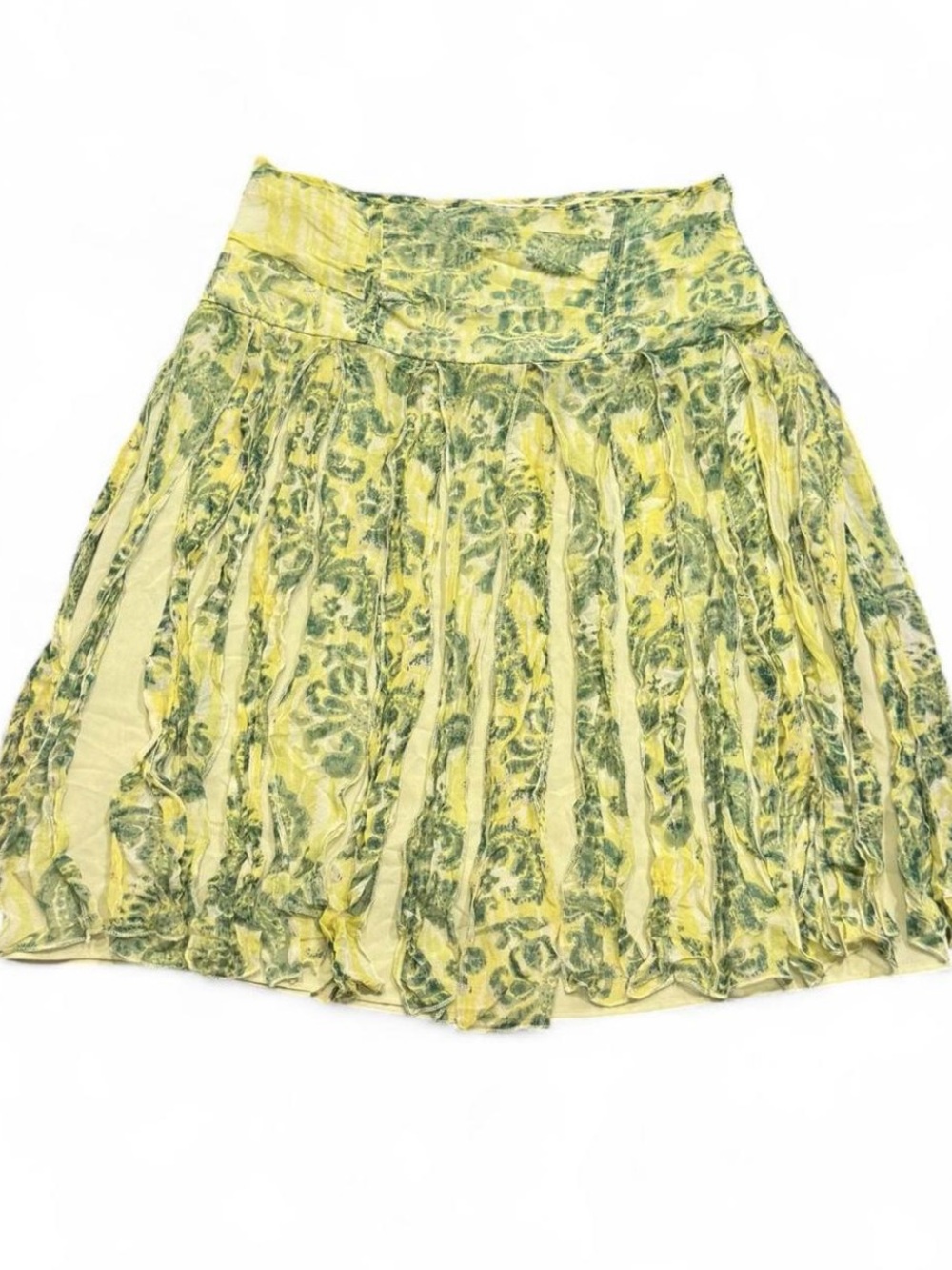 WD.NY Yellow and Green Floral Pleated Skirt
